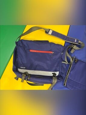 Patagonia Navy Messenger Bag with Red Accent - computer laptop